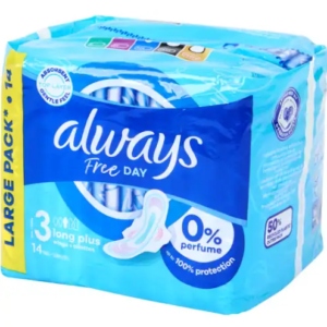 Always Free Day | Maandverband | 3 Long Plus Wings, Large Pack, 14 stuks per verpakking